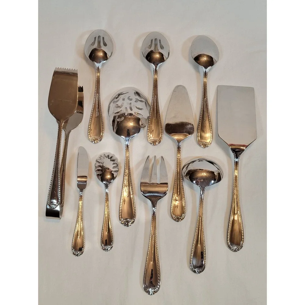 Reed & Barton Domain Serving Set 11pc 18/10 Stainless Salad Tongs Lasagna Spoon‎